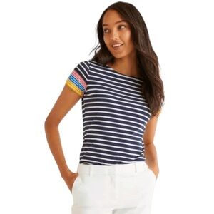 Boden Ella Short Sleeve Breton Multi Sleeve Stripe Size 6